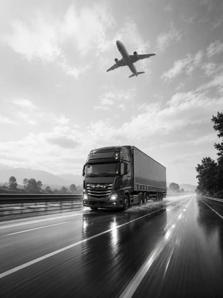 Combined road and air delivery